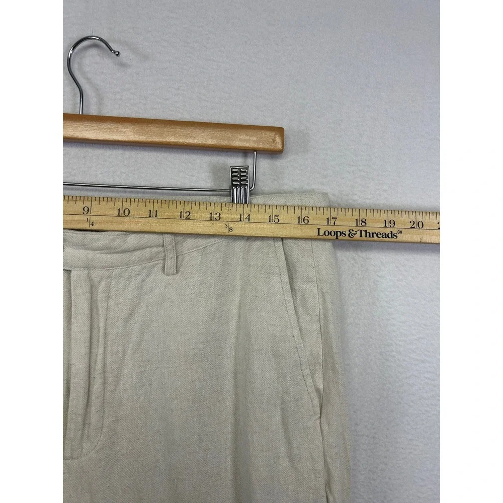 Coastal Old Money Banana Republic Men 32x32 Beige Linen Blend Slim Straight Pant